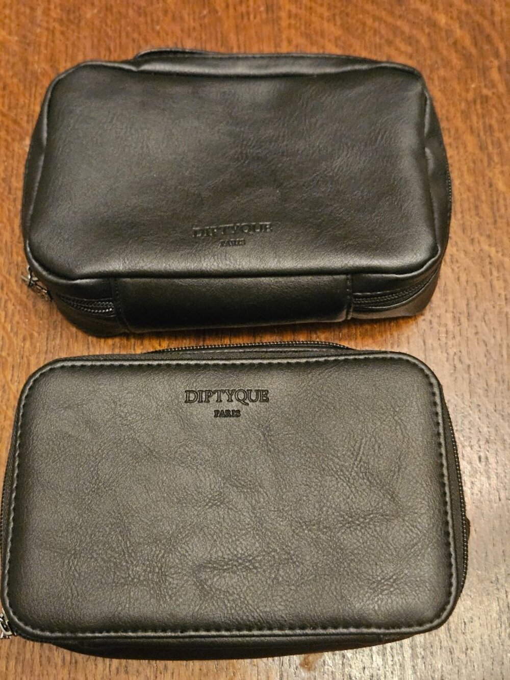 Set of 2 Black Qatar Airways Diptyque Travel Toiletries Bags. 7" x 4.5"
